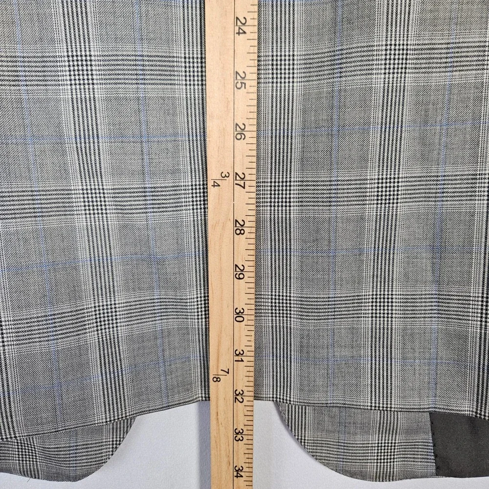 Hickey Freeman Suit Set Mens 46L 36x30 Grey Glen Plaid Wool Business Formal USA
